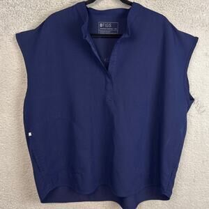 Figs Plus Size Rafaella Scrub Top Womens SZ XXL Cap Sleeve Navy Blue Healthcare